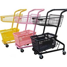 쇼핑카트 트롤리 2단 매장 바구니 식료품 구르마 편의점, 1개, 쇼핑 카트