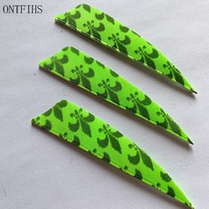ONTFIHS 사냥 화살 깃털 실드 컷 플리츠 터키 특수 패턴 3 인치 24 개, 12 Fluorescent Green, 1개