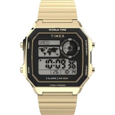 Timex 타이맥스 남성 World Time Digital 40mm 손목시계 - 골드 Bracelet Dial 케이스