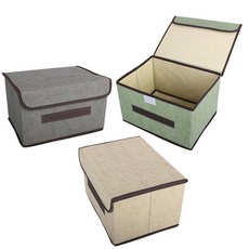 TONSHEN 접이식 하드 3개 세트 (그레이 1개+그린 1개+베이지 1개) 보관 상자 책 의류 미니 침대 밑 보관 상자 (스몰), 라지