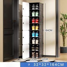 신발장 슬림 공간절약 현관용 틈새수납 슬림 분리 도어 선반 신발장, 1단, 블랙 8단 20cm