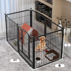 대형견 실내 케이지 난간 애견하우스 울타리, 1개, 블랙