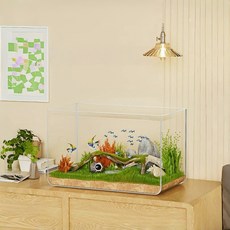 YAPOGI 수족관어항세트 안깨지는 가정용 조경용 아크릴 거북이 어항 투명 어항, 1세트