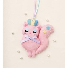 꿈빛 마스코트 꿈꾸는 고양이 인형 키링 만들기 펠트 바느질 DIY키트 일본제 키홀더, 1개