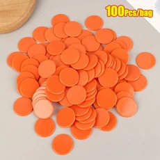 100Pcs 25MM 몬테소리 수학 장난감 플라스틱 포커 칩 빙고 토큰 계산 가족 클럽 파티, 02 Orange