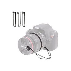 포토앤테크 카메라 렌즈 캡 스트랩 탄성 끈 포함 범용 DSLR SLR 미러리스 비디오용 (3개), 3팩, 검정