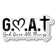 (3개) God Over All Things 기독교 스티커 트렌디한 믿음 비닐 데칼 노트북 스케이트보드 휴대폰 북 물병 킨들 - 청소년 및 남성을 위한 대담한 종교 선물 7.6, (3개) God Over All Things 기독교 스