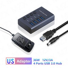 전기자전거 MZX 10 7 4 포트 USB 허브 알루미늄 멀티 분배기 빠른 PD 전원 어, 4 Ports HUB US, 1개