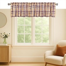 Softopia Cotton Buffalo 체크 봉 포켓 창문 밸런스 커튼 2팩 137.2 x 45.7cm(54 x 18인치) 농가 패널 주방 식당 거실 욕실용 컨트