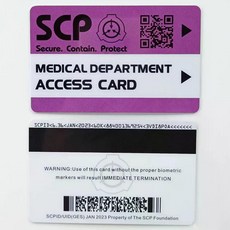 SCP scp 재단 키 만능 카드 1 2 3 4 5 등급, MEDICAL DEPARTMENT