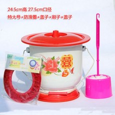 스테인레스 손잡이 요강 소변통 이동식 환자용 전통, 미끄럼방지링+뚜껑+브러시+패드가있는초대형턴버클