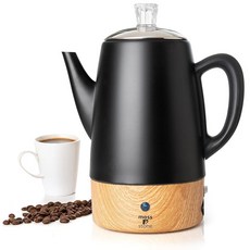 Moss & Stone Percolator 커피 포트 전기 10컵 스테인리스 스틸 메이커 보온 기능이 있는 퍼컬레이터 전기 바구니 포함 10컵 139534
