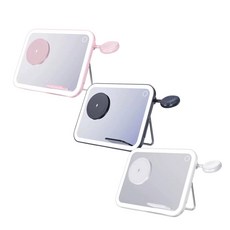 無線充電化妝鏡，LED燈光，手機耳機手錶多功能充電，可調角度支架，便攜收納, 白色, 2024111201