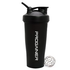 프로게이너 파워쉐이커 프로틴 보틀 스포츠물통, 1개, 블랙, 600ml