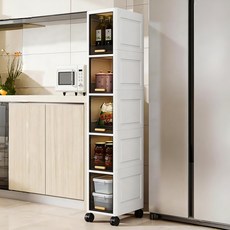 이동식 틈새 수납장 다용도 좁은폭 냉장고옆 세탁기옆 슬림 미니 수납장, 투명