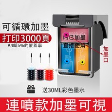 適用於 HP 901 J4500 J4580 J4624 J4524 J4535 J4660, 901XL可填充彩色+送墨水/5000頁, 1個