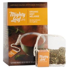 Mighty Leaf Tea 유기농 민트 멜란지 핸드 스티치 티백 15개입, Mighty LEAF 리프 Tea 유기농 민트 멜란지