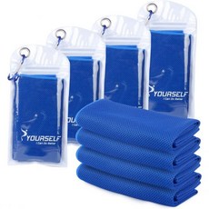 SYOURSELF 쿨링 타월 목용 4팩 40인치 x 12인치 아이스 부드러운 통기성 냉감 완벽한 요가 골프 스포츠 운동선수 캠핑 타월믹스 2, 4 Pack-dark Blue, 40"x12"
