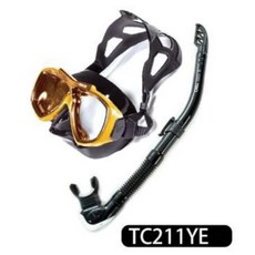 游龍潛水 V.DIVE TC211 專業潛水 浮潛 深潛 面鏡 呼吸管 套裝組合(送收納提桶), TC211YE 橘黃