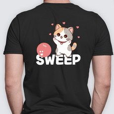 스윕 SWEEP 기능성 라운드 티셔츠 - [큐트캣] / 기능성 티셔츠 / 시원한 쿨론 소재 / 남여 공용 / 단체복 인쇄 가능