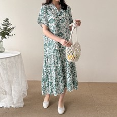 데일리앤 시그널 반팔 민소매 2type 여름 차이나카라 플라워 헨리넥 스트링 허리끈 투웨이 캉캉 롱 바캉스룩 원피스