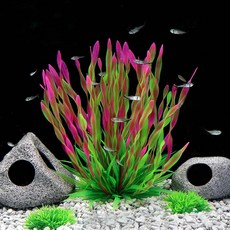 HY아쿠아 부드러운 무균 인조 수초 어항 꾸미기 은신처 23cm 고급 투톤, 1개
