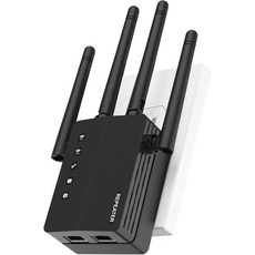 WiFi Extender 신호 부스터 듀얼 밴드 2.45.8G 1200Mbps 12880제곱피트 커버리지 105개의 디바이스 및 가정용 1탭 설정, Black-U9