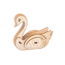 3D立體木質動物系列拼圖 兒童益智早教DIY拼裝玩具, 天鵝, 1個