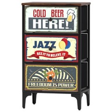 엘리나 아메리칸 인더스트리얼 빈티지 스타일 인테리어 서랍장, 빈티지 틈새 3단