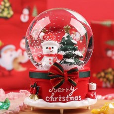 聖誕節 水晶球 音樂盒 飄雪, 中號圣誕雪人 手搖飄雪 彩燈 音樂,自己用原包裝
