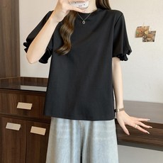 Yellwel 여름용 순색 반팔 티셔츠 루즈핏 오버사이즈 DJP