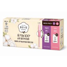 좋은느낌 유기농 순면 탐폰 12개 x4팩 (48개입) 레귤러+슈퍼/ 슈퍼, 1박스, 48매, 멀티팩 R/S