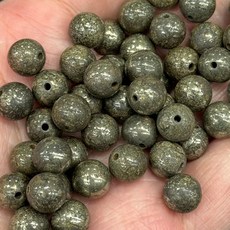 天然黃鐵礦圓珠手鏈隔珠 DIY飾品配件材料散珠