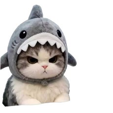 고양이 코스튬 모자 상어 돼지 레몬 포도 인형 모자, 1개, M (5kg 이하) 상어