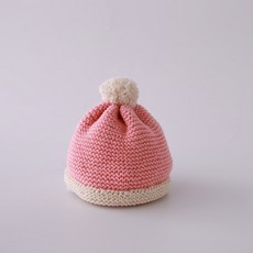 두맘코튼 가터뜨기 신생아 방울모자(핑크아이보리) DIY패키지, 1개, 남녀공용