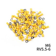 10/50/100PCS 노란색 링 4 6MM 절연 와이어 커넥터 전기 압착 단자 케이블 12 10AWG 자동차 오디오, 10PCS, RV5.5-6