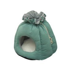 艾爾發寵物 錢袋造型寵物窩 貓狗通用 溫暖睡眠窩 綠色 50x50x48cm, 1個, 寵物窩 錢袋造型 綠色