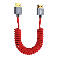 HDMI 2.1 슬림형 케이블 8K 고급형 A to A 코일형 스프링 레드 0.3m, 1개, HDMI 케이블