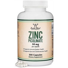 Double Wood Supplements Zinc Picolinate 더블 우드 서플리먼트 아연 피콜리네이트 50mg 300캡슐, 300정, 1개