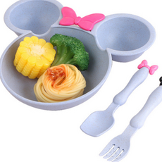 유아식기세트 어린이 이유식 그릇 숟가락 포크 3종 귀여운 디자인 식판준비물, 2귀요미식기-아이보리