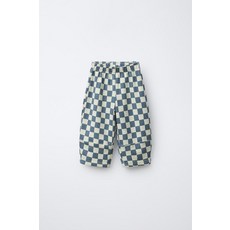국내배송 자라 ZARA 체크 무늬 벌룬 팬츠 - 블루 984811
