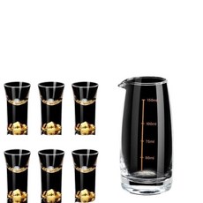 金山白酒杯組 無鉛玻璃 分酒壺套裝, 1個, 6杯1壺/金山杯+150ml金刻度