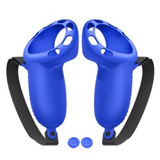 메타 퀘스트 3 VR 컨트롤러 호환 충격 방지 실리콘 케이스 + 조절 가능한 손목 스트랩, 파랑색, 1세트, 4NB106732_PH
