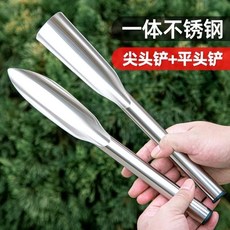 不銹鋼鏟子 園藝種花工具 挖土挖野菜 家用趕海鐵鏟, 1個, 【尖頭+平鏟】各一把,不銹鋼鏟【加長手柄】