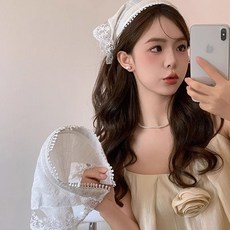 심플 레이스헤어밴드 레이스 두건 스타일 머리띠