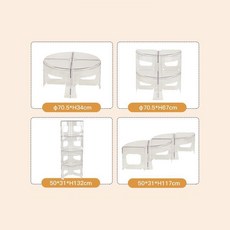 북유럽 모듈 원형 테이블 수납장 선반 진열장 모듈형 협탁 미드센츄리 분리형 가구, 조립형, 투명 화이트_4개