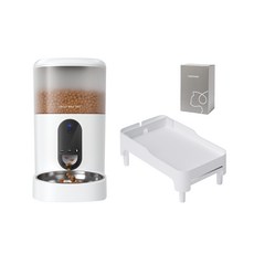 毛大叔 UNCLE MAO. PET 智能視訊寵物自動餵食器 4L 白色 附高度調節架 遠端監控定時定量餵食, 1個