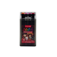 PENROTE Sketch 油性雙頭麥克筆, 1個, 黑桿12色手提盒(超取限14盒)