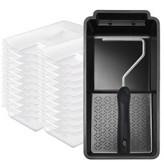 Mister Rui 페인트 트레이 라이너 22팩 10.2cm(4인치) 페인트 롤러 트레이 일회용 트레이 라이너 20개 롤러 프레임이 있는 플라스틱 페인트 트레이 홈 데, Black, 4 Inch,22 Pack