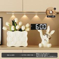 蒙眼兔收納擺件 智能電子時鐘 客廳玄關桌面裝飾, 1個, 前兔無量四件套A
